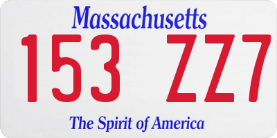 MA license plate 153ZZ7