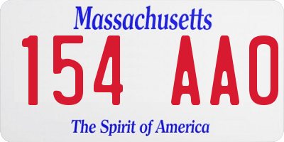 MA license plate 154AA0