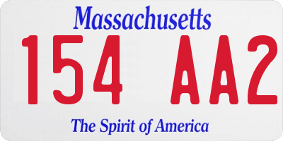 MA license plate 154AA2