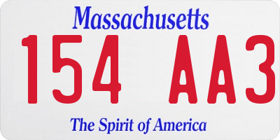 MA license plate 154AA3
