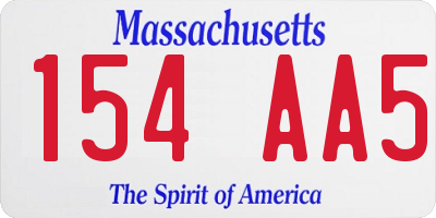 MA license plate 154AA5