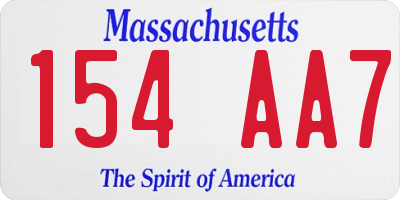 MA license plate 154AA7