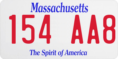 MA license plate 154AA8