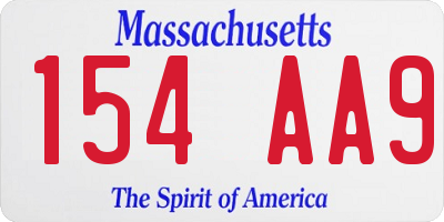 MA license plate 154AA9