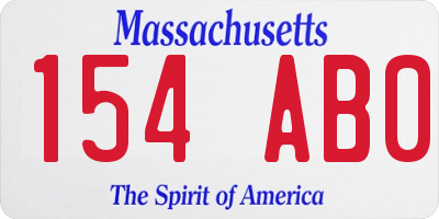 MA license plate 154AB0