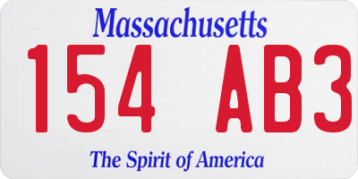 MA license plate 154AB3