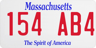 MA license plate 154AB4