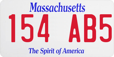 MA license plate 154AB5