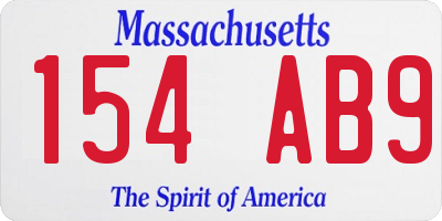 MA license plate 154AB9