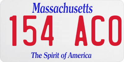 MA license plate 154AC0