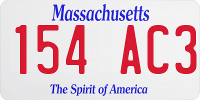 MA license plate 154AC3