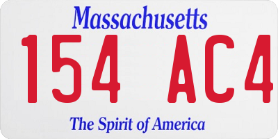 MA license plate 154AC4