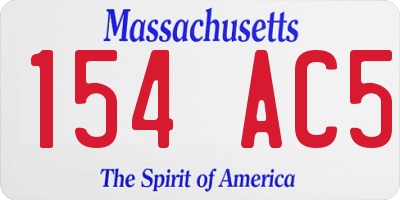MA license plate 154AC5