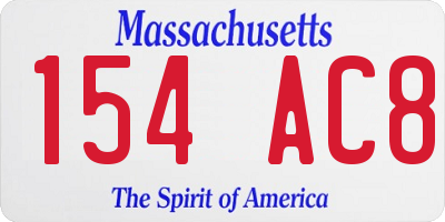 MA license plate 154AC8