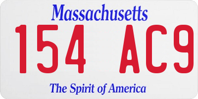 MA license plate 154AC9