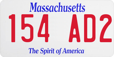 MA license plate 154AD2