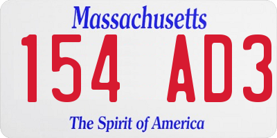 MA license plate 154AD3