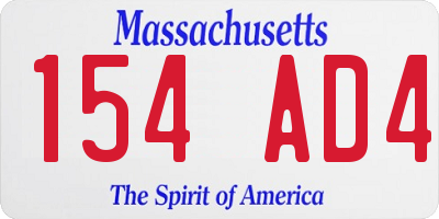 MA license plate 154AD4