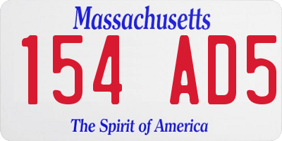 MA license plate 154AD5
