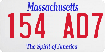 MA license plate 154AD7