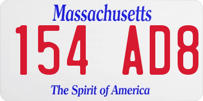 MA license plate 154AD8