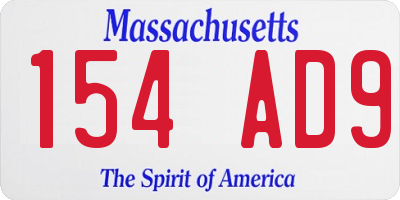 MA license plate 154AD9