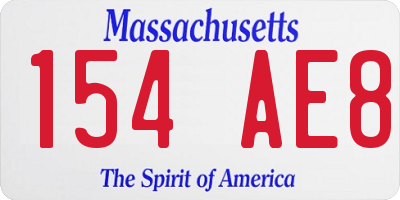 MA license plate 154AE8