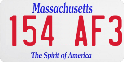 MA license plate 154AF3