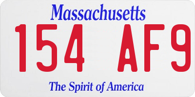 MA license plate 154AF9