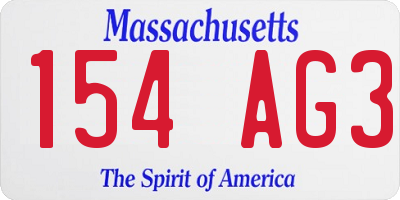 MA license plate 154AG3