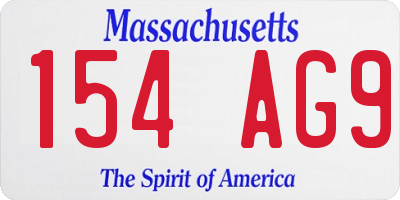 MA license plate 154AG9