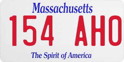 MA license plate 154AH0