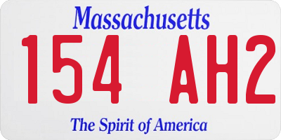 MA license plate 154AH2
