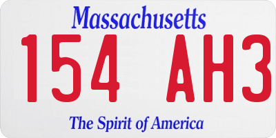 MA license plate 154AH3