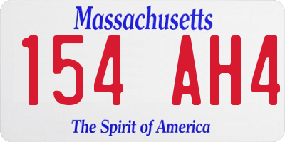 MA license plate 154AH4