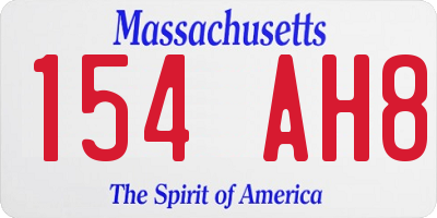 MA license plate 154AH8