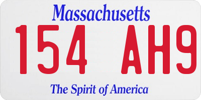 MA license plate 154AH9