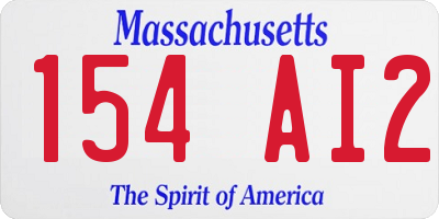 MA license plate 154AI2