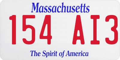 MA license plate 154AI3