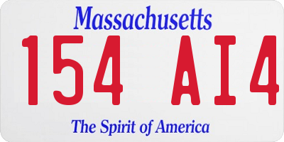 MA license plate 154AI4