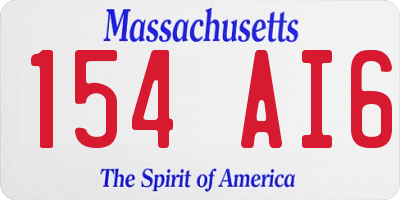 MA license plate 154AI6