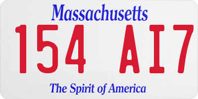 MA license plate 154AI7