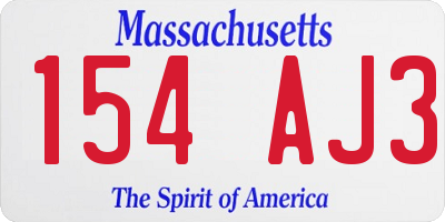 MA license plate 154AJ3