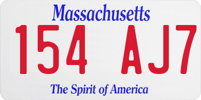MA license plate 154AJ7