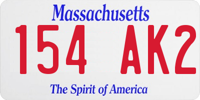 MA license plate 154AK2