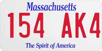 MA license plate 154AK4
