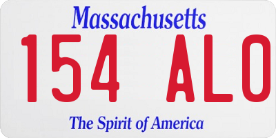 MA license plate 154AL0
