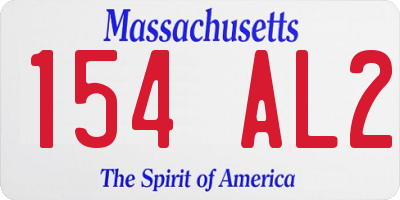 MA license plate 154AL2