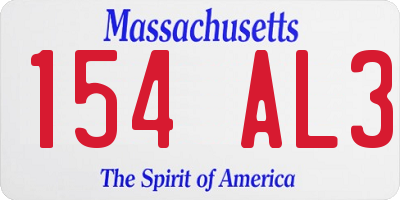 MA license plate 154AL3