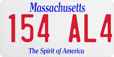 MA license plate 154AL4